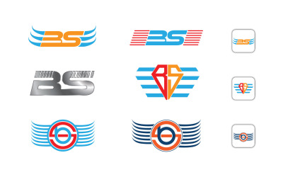 BS Logo Design modello vettoriale uno su sei