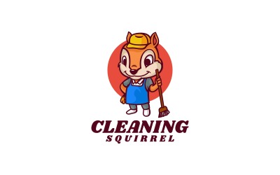 Cleaning Squirrel Cartoon Logo