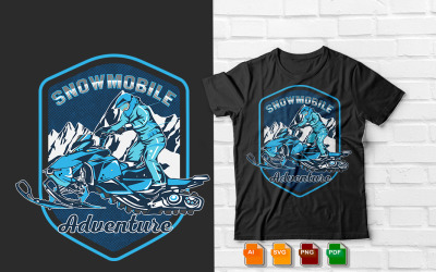 Design de camiseta de aventura de moto de neve