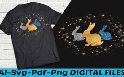 Design de camiseta de coelhinho da Páscoa com glitter