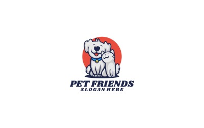 Huisdier Vrienden Cartoon Logo Stijl