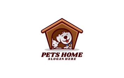 Husdjur hem tecknad logotyp stil