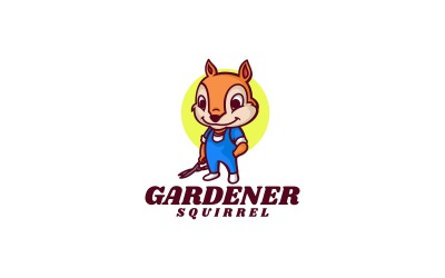 Logotipo de dibujos animados de ardilla jardinero