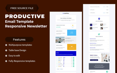 Productive - Шаблон электронной почты Адаптивный информационный бюллетень