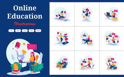 M377_Pacchetto di illustrazioni per l&amp;#39;istruzione online