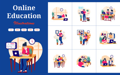 M383_Pacchetto di illustrazioni per l&amp;#39;istruzione online