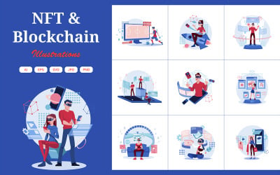 M386_NFT e illustrazioni della tecnologia Blockchain
