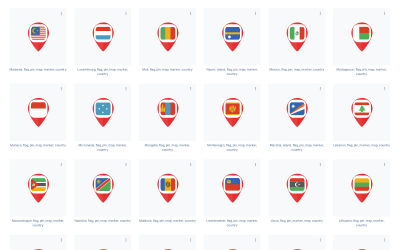 Ícone de ponteiro de marcador de bandeira de mapa de pin do país nacional