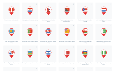 Marker Pointer Land Pin Kaart Nationale Vlag Icon set