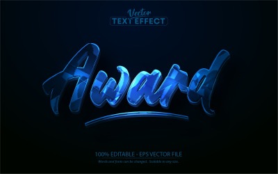 Premio - Effetto testo modificabile, stile testo blu metallizzato, illustrazione grafica