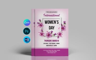 Anpassbarer Flyer zur Partyeinladung zum Frauentag