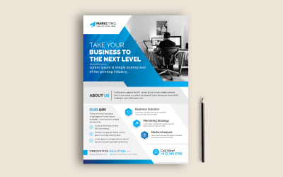 Blau Corporate Business Flyer Prospekt Vorlage Sauberes Design