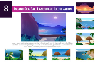 8 Island Sea Bali Landskap Illustration