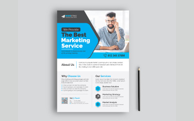 Plantilla de folleto de volante de negocios corporativos mínimo azul amarillo Diseño limpio para publicidad