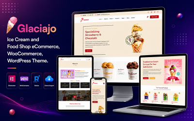 Glaciajo - Glass- och matbutik E-handel, WooCommerce, WordPress-tema