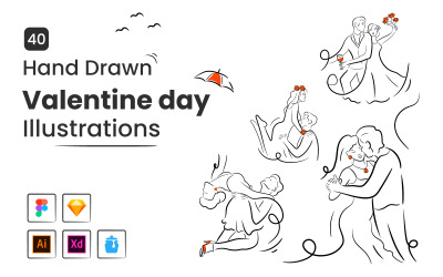 40 illustrations de la Saint-Valentin dessinées à la main