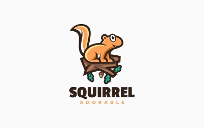 Modèle de logo de mascotte simple écureuil