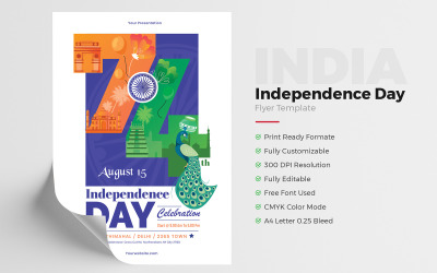 Indien-Unabhängigkeitstag-Flyer-Vorlage