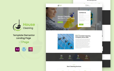 Limpieza de la casa - Servicios de limpieza Plantilla de página de destino de Elementor lista para usar