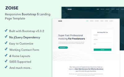 Zoise - Šablona vstupní stránky Bootstrap 5