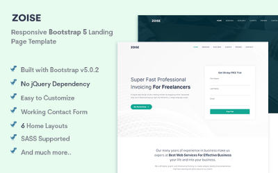 Zoise - szablon Bootstrap 5 Landing Page