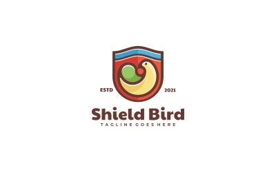 Schild-Vogel-Maskottchen-Logo-Stil