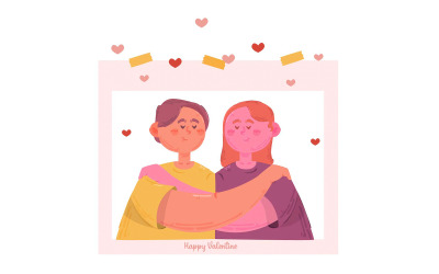 Valentine&#039;s Day Couple Illustration