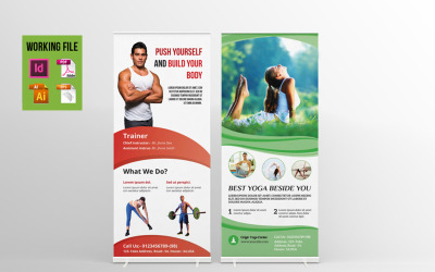 Fitness &amp;amp; Yoga Center Rollup Corporate Identity Template