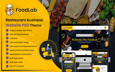FoodLab étterem PSD téma