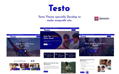 Testo– Kâr Amacı Gütmeyen Yardım Kuruluşu Elementor Wordpress Teması