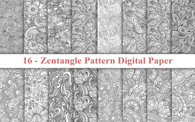 Digitální papír se vzorem Zentangle