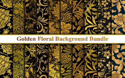Pacote de fundo floral dourado
