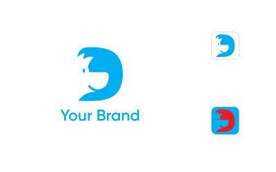 D With or Dog Logo Vector Template