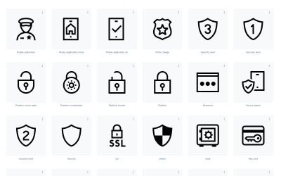 Set di icone di protezione di sicurezza