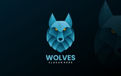Buntes Logo mit Farbverlauf des Wolfskopfes