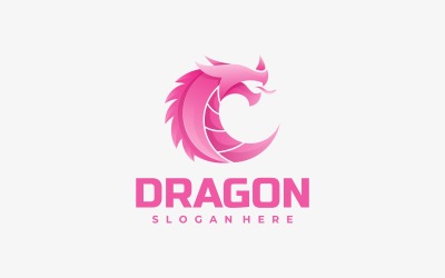 Design de logotipo de cor gradiente de dragão