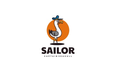 Logo jednoduchého maskota Sailor Seagull
