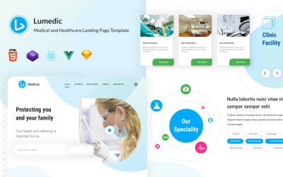 Lumedic - React Vue HTML Sketch 医疗和保健登陆页面模板