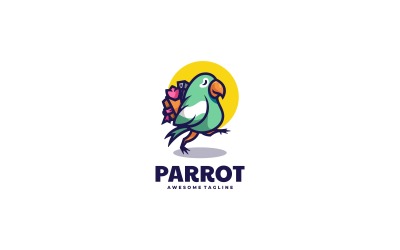 Papagei einfacher Maskottchen-Logo-Stil
