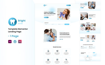 Bright Smile - Tandvårdstjänster redo att använda Elementor-målsidansmall