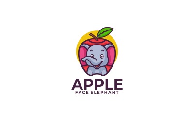 Jednoduché logo jablka a obličeje slona