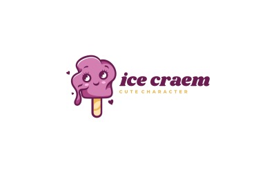Logotipo de personaje lindo helado