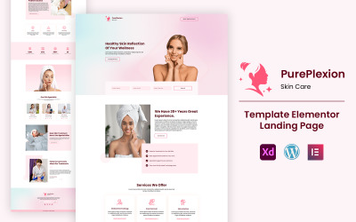 Pureplexion Hudvård Redo att använda Elementor Landing Page Mall