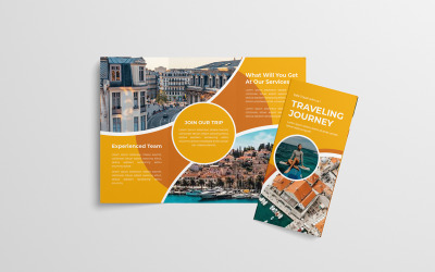 Driebladige brochuresjabloon voor reizen