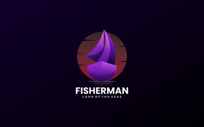 Estilo de logotipo degradado de pescador