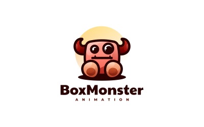 Logo de mascotte simple de monstre de boîte