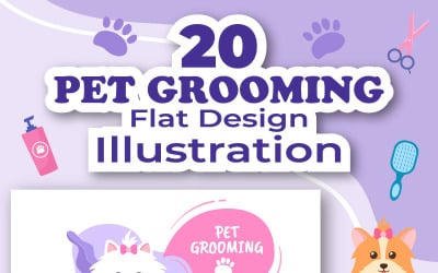 20 Pet Grooming for Dogs and Cats Illustration