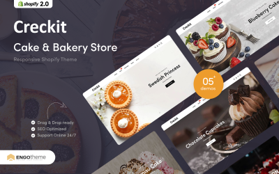 Creckit - Responsive Shopify-tema för tårta och bageri