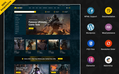 Gamey - Tema WooCommerce Elementor de jogo online