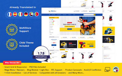 Mega Araçlar ve Ekipman PrestaShop e-Ticaret Duyarlı